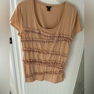 Dressy tee shirt with beaded detail and ruffle